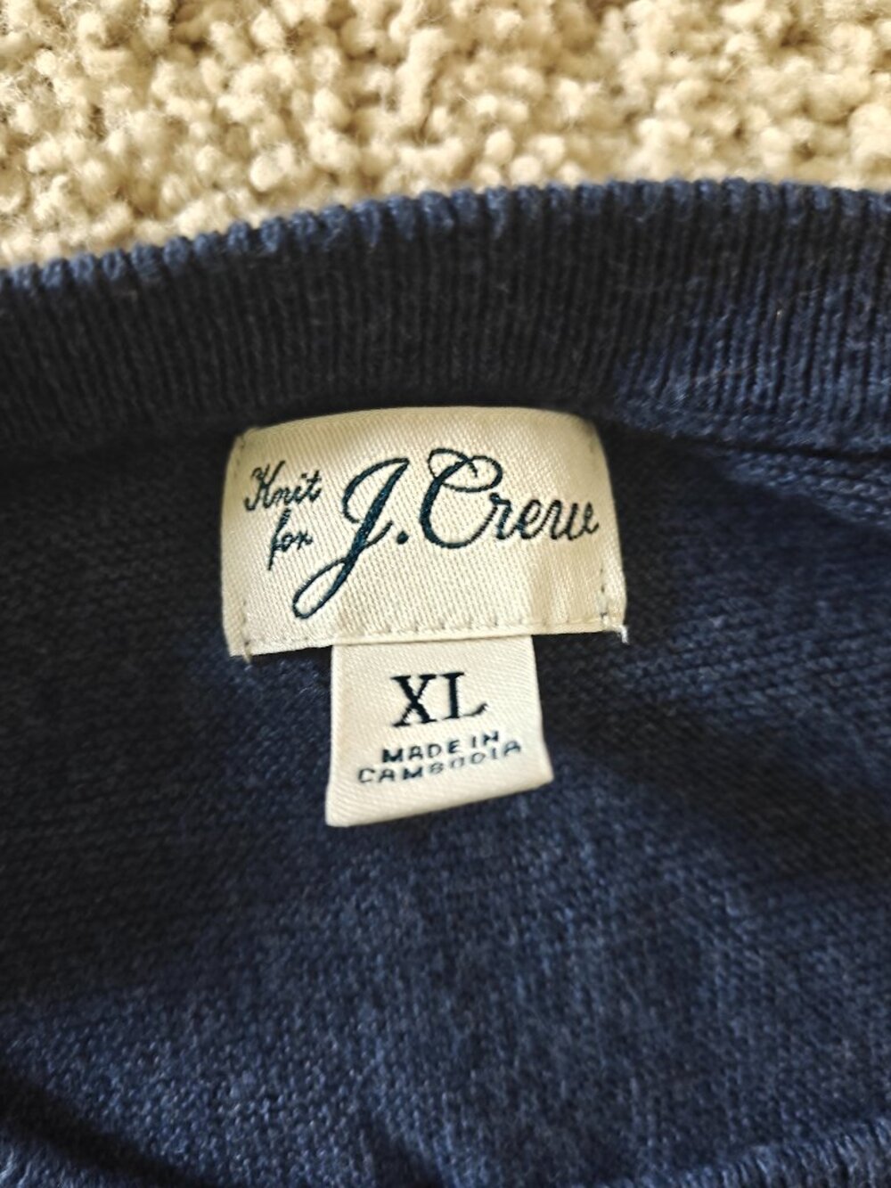 JCrew - Navy Crewneck Sweater - Mens XL - Picture 3 of 3